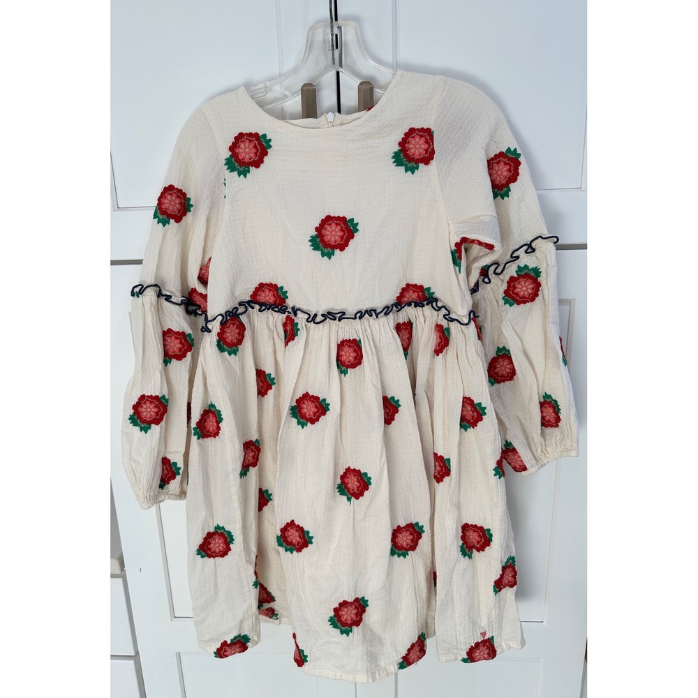 Pink Chicken New York Girl's Dress 12Y‎ Long Sleeve Floral Embroidered